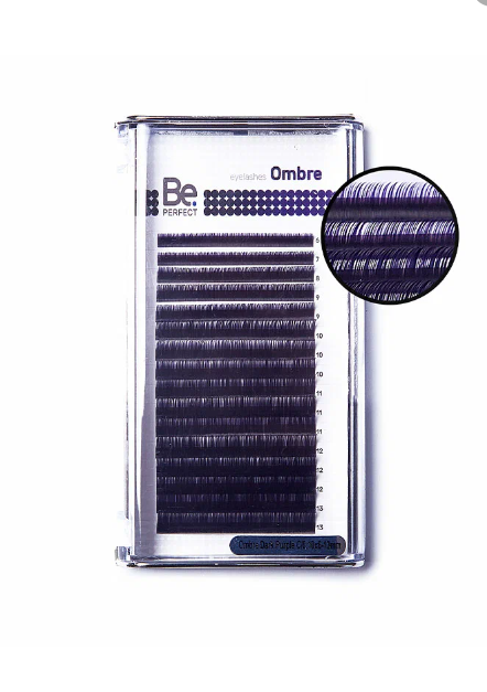 Цветные ресницы Be Perfect Ombre Dark Purple MIX 16 линий