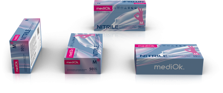 Перчатки mediOk нитриловые смотровые, Magenta цвет Розовый, размер S