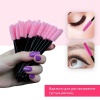 Щеточка для бровей и ресниц силиконовая, черный стержень и розовая кисть, 50шт