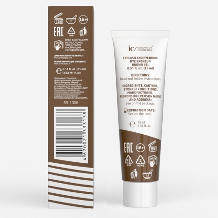 Краска для ресниц и бровей BRONSUN №6, цвет коричневый , 15 мл, NEW