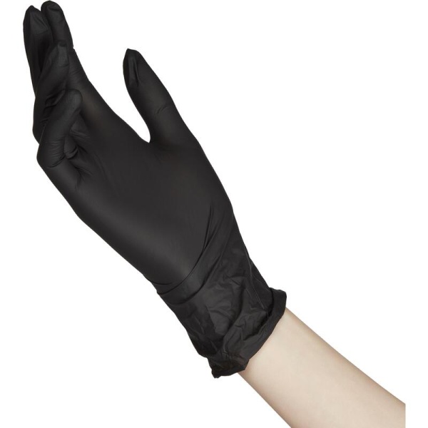 Перчатки Foxy Gloves нитриловые смотровые, цвет черный , размер L
