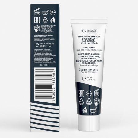 Краска для ресниц и бровей BRONSUN №3, цвет иссиня-чёрный  15 мл, NEW