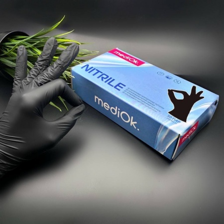 Перчатки mediOk нитриловые смотровые, цвет Черный, размер M
