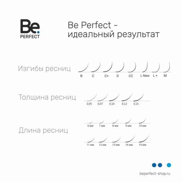 Цветные ресницы Be Perfect Rainbow Blue MIX 16 линий